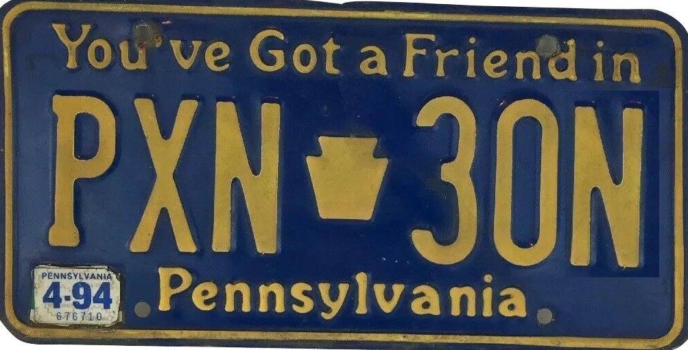 You've Got a Friend in Pennsylvania - state license plate