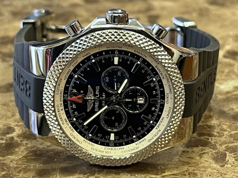 Breitling Bentley GMT 49mm Automatic Black Dial Black Rubber on Deployed Buckle A47362
