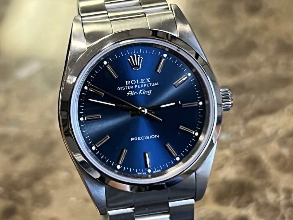 Rolex Oyster Perpetual Air King 34mm Automatic with Blue Dial Box and Papers Model 14000