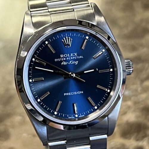 Rolex Oyster Perpetual Air King 34mm Automatic with Blue Dial Box and Papers Model 14000
