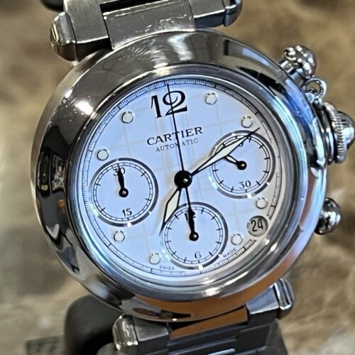 Cartier Pasha C Chronograph Automatic 35mm White Dial with Steel Bracelet 2412