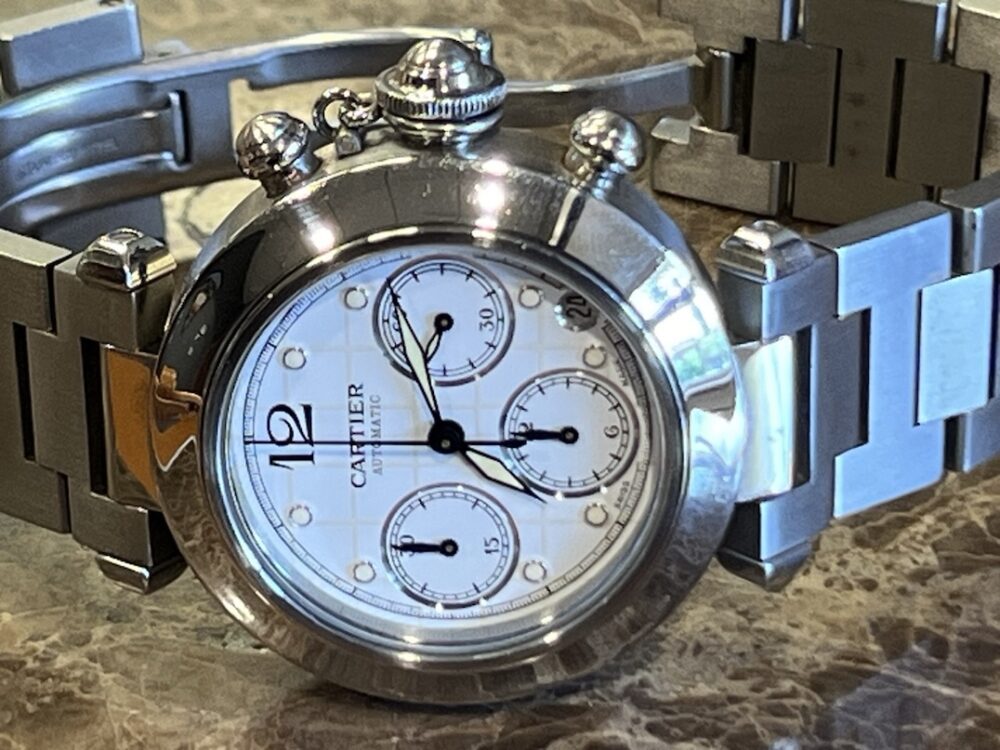 Cartier Pasha C Chronograph Automatic 35mm White Dial with Steel Bracelet 2412