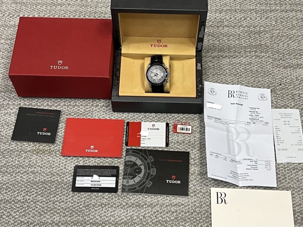 Tudor Grantour Chrono Fly-Back Chronograph 42mm Automatic Silver Dial with Box and Papers 20550N Serviced