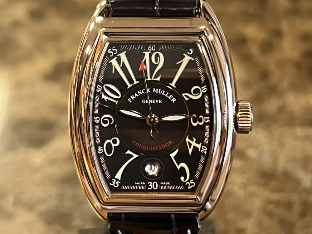 FRANCK MULLER Conquistador 18kt Rose Gold Automatic 34mm x 48.5mm Leather Strap Box Papers 8000SC