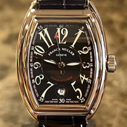 FRANCK MULLER Conquistador 18kt Rose Gold Automatic 34mm x 48.5mm Leather Strap Box Papers 8000SC