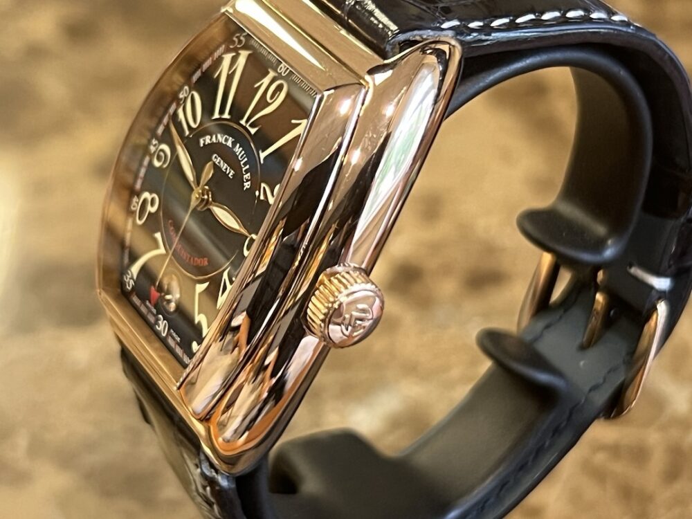 FRANCK MULLER Conquistador 18kt Rose Gold Automatic 34mm x 48.5mm Leather Strap Box Papers 8000SC