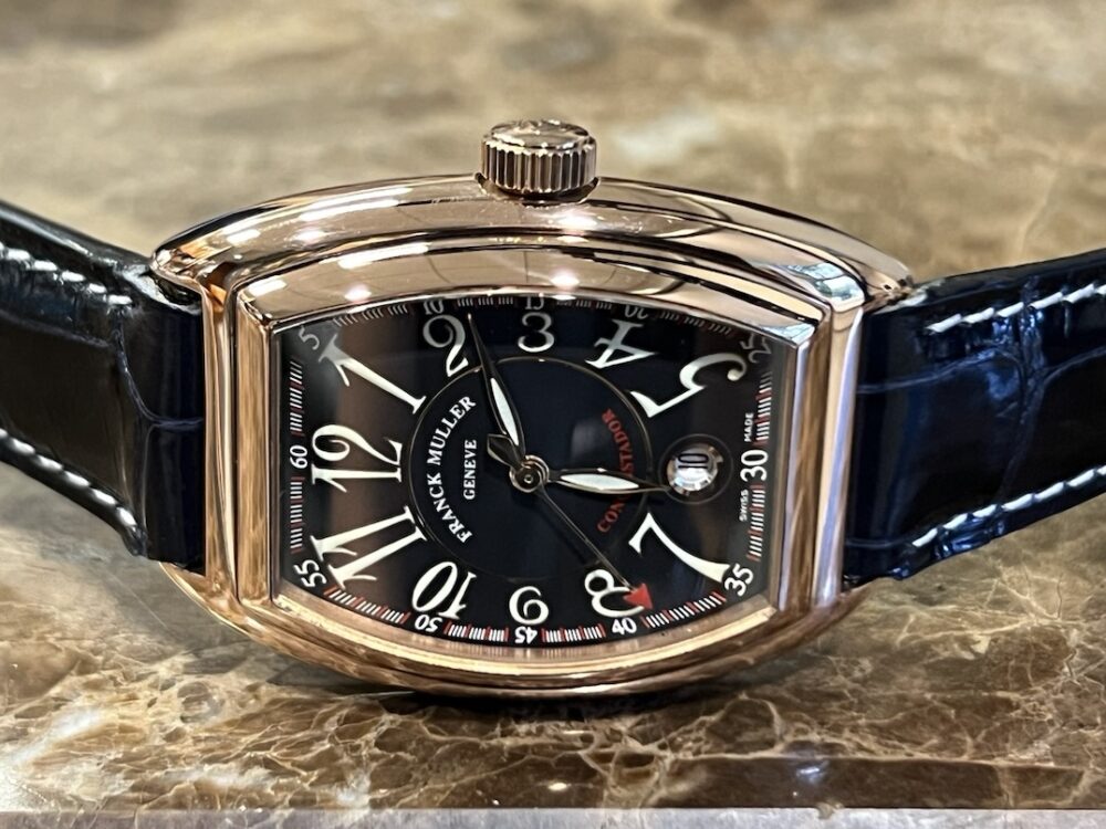 FRANCK MULLER Conquistador 18kt Rose Gold Automatic 34mm x 48.5mm Leather Strap Box Papers 8000SC