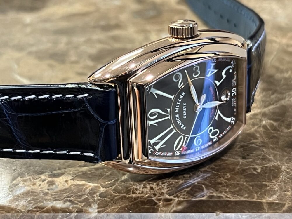 FRANCK MULLER Conquistador 18kt Rose Gold Automatic 34mm x 48.5mm Leather Strap Box Papers 8000SC