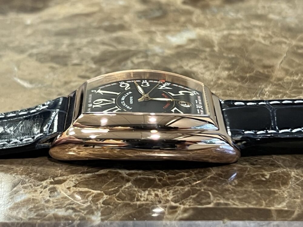 FRANCK MULLER Conquistador 18kt Rose Gold Automatic 34mm x 48.5mm Leather Strap Box Papers 8000SC