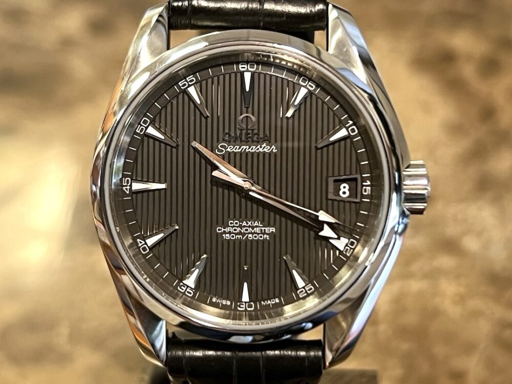 Omega Seamaster Aqua Terra 150M CHRONOMETER 38.5mm Grey Dial on Leather Strap with Deployed Buckle 231.13.39.21.06.001