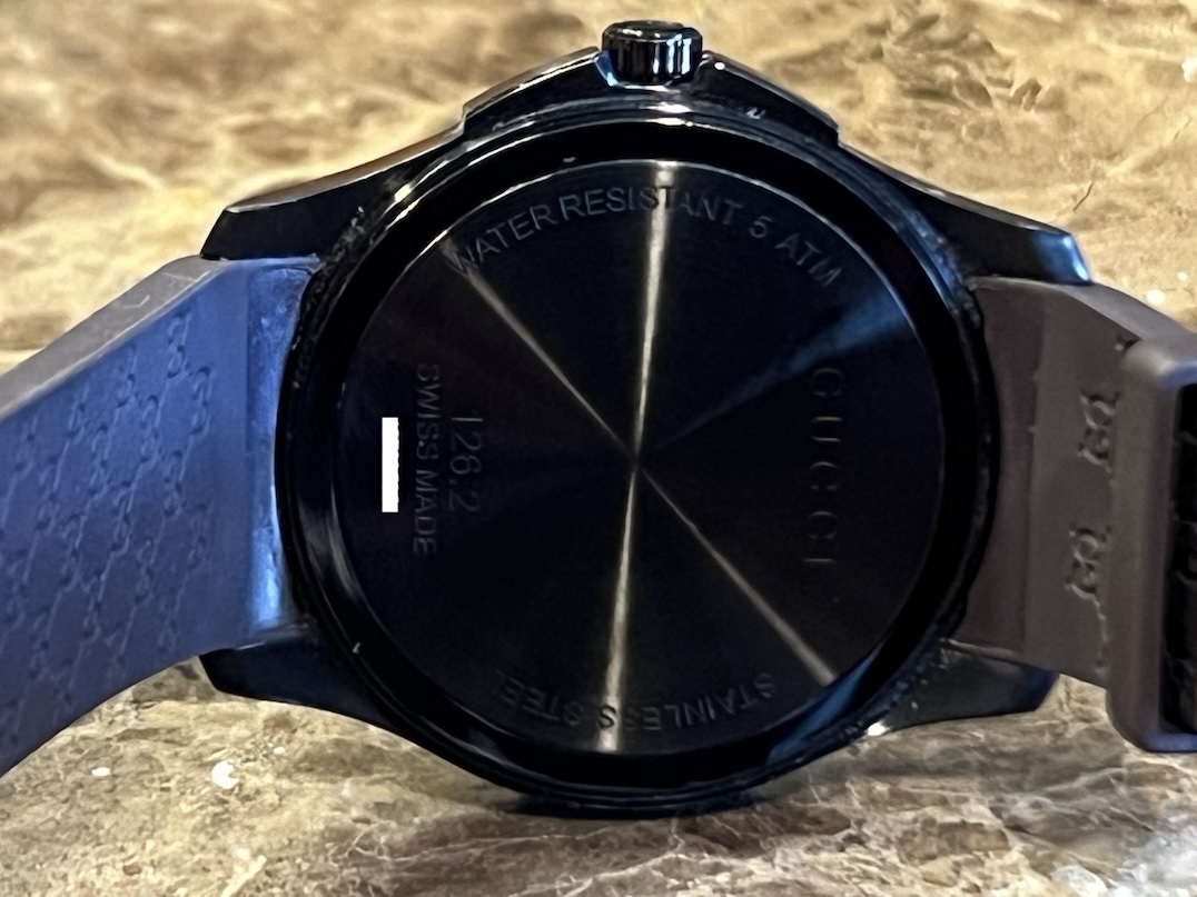 Gucci Black PVD mens watch 44mm Swiss Quartz on a Rubber