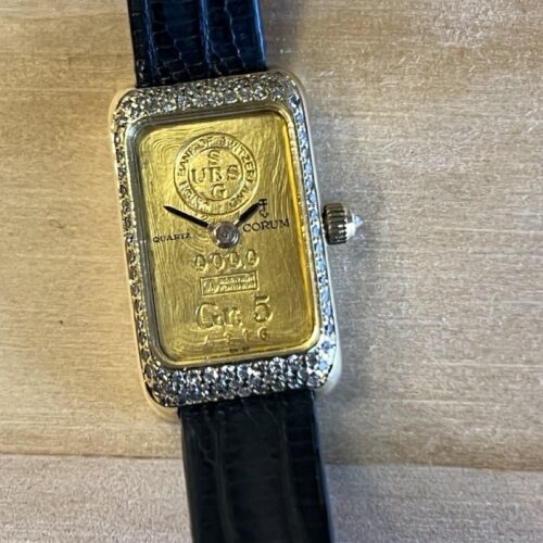 Corum 5gr Pure Gold Ingot with Diamonds Lady Size Quartz model 18k Yellow Gold 46300