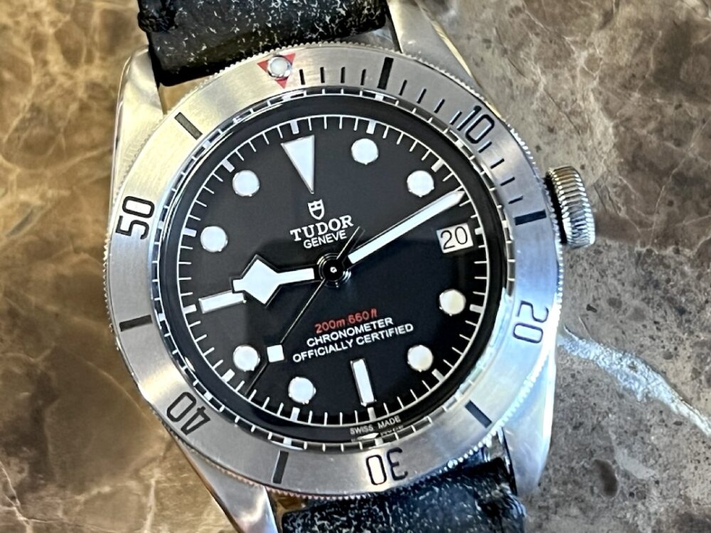 Tudor Black Bay with Steel Bezel Automatic 41mm No Date Leather Strap Box Papers Card 79230