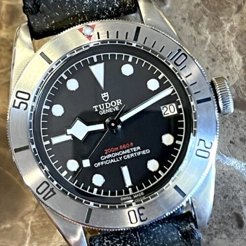 Tudor Black Bay with Steel Bezel Automatic 41mm No Date Leather Strap Box Papers Card 79230