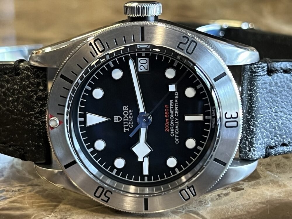 Tudor Black Bay with Steel Bezel Automatic 41mm No Date Leather Strap Box Papers Card 79230