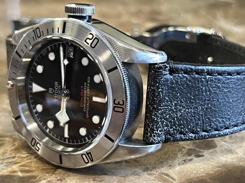 Tudor Black Bay with Steel Bezel Automatic 41mm No Date Leather Strap Box Papers Card 79230