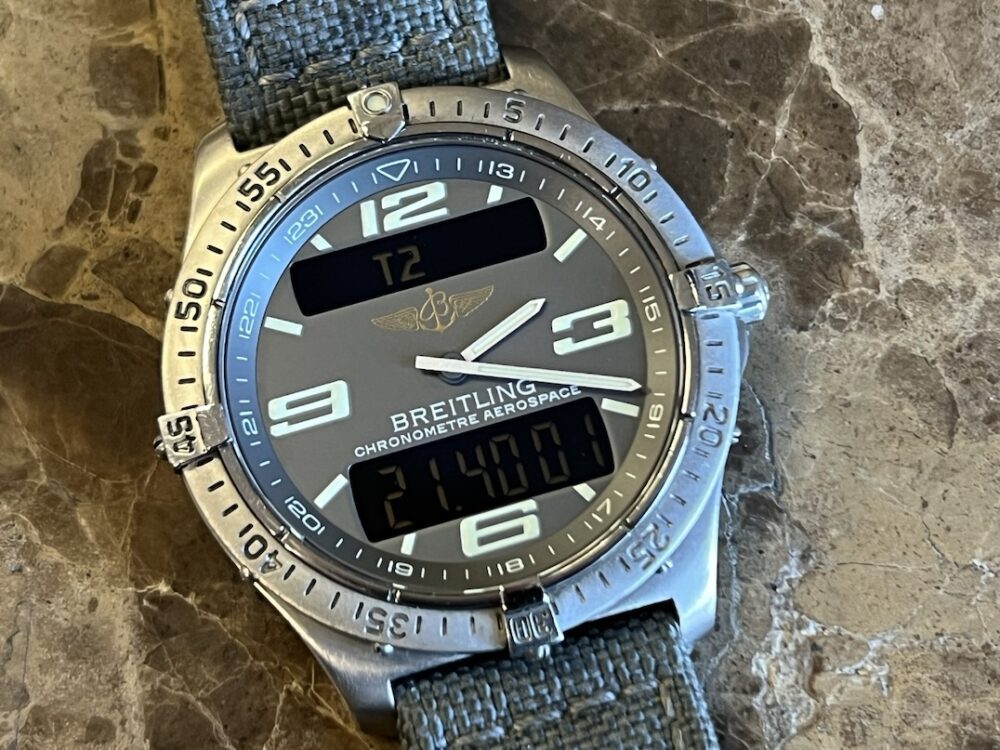 Breitling Aerospace Titanium 40mm Super Quartz on a military strap model E75362