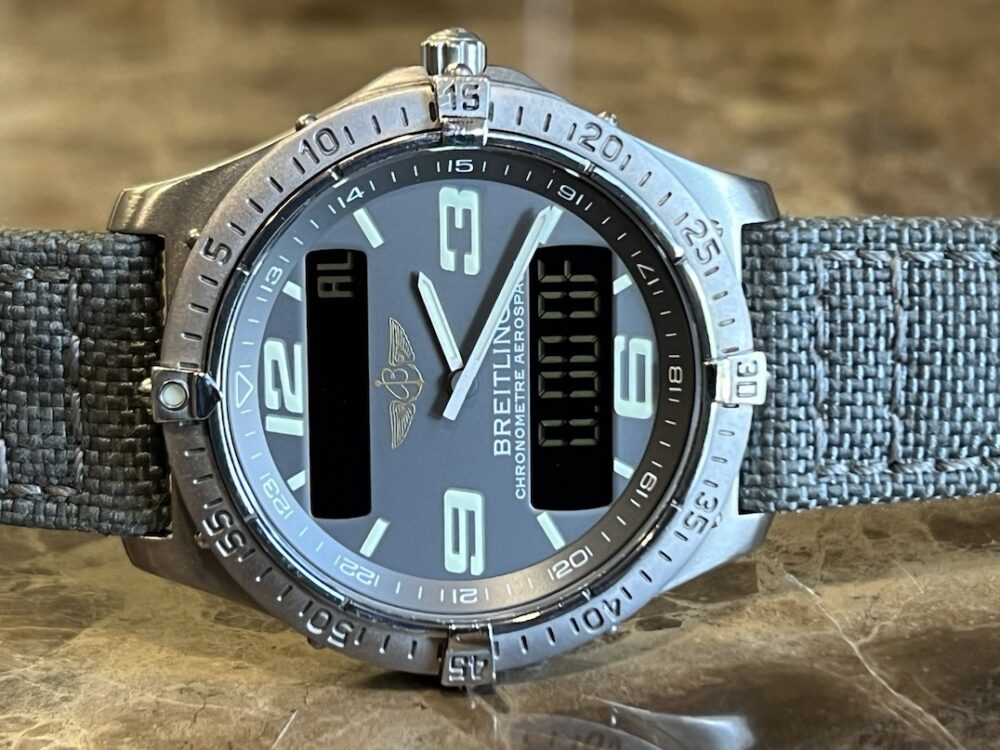 Breitling Aerospace Titanium 40mm Super Quartz on a military strap model E75362