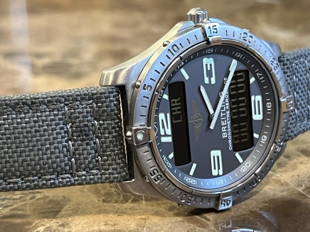 Breitling Aerospace Titanium 40mm Super Quartz on a military strap model E75362