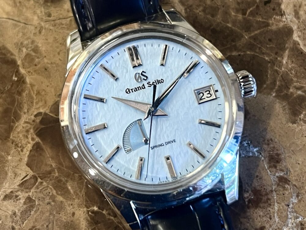 Grand Seiko Elegance Spring Drive with Power Reserve Indicator Blue Snow Flake 40mm Box Papers SBGA407