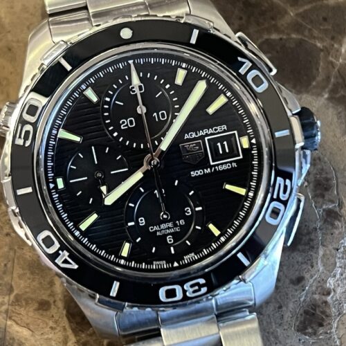 Tag Heuer Aquaracer 500M Chronograph model CAK2111 43mm Automatic Black Dial