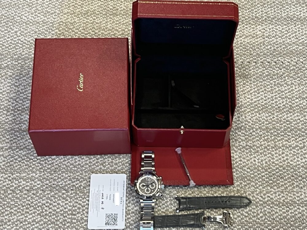 Cartier CARTIER Pasha De Chronograph Automatic 41mm Silver Dial with Steel Bracelet and Strap Box Papers Card WSPA0027