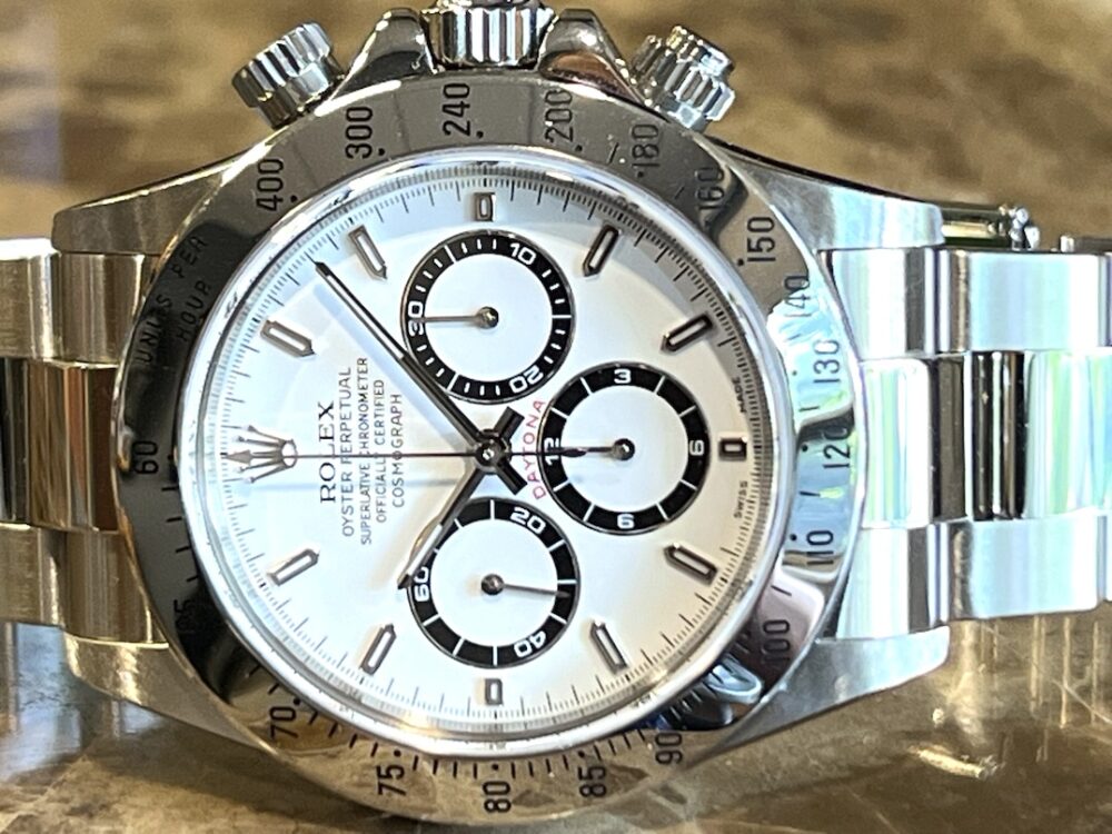 Rolex Daytona Cosmograph Steel with White Dial Zenith Movement model 16520 Box Papers year 1999