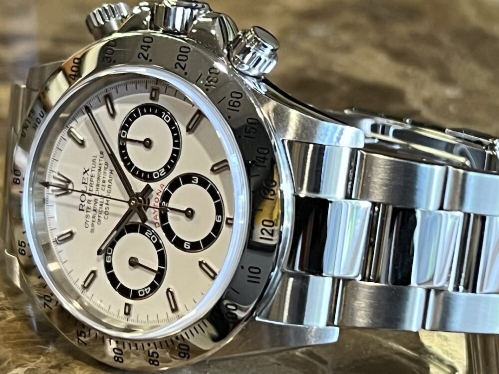 Rolex Daytona Cosmograph Steel with White Dial Zenith Movement model 16520 Box Papers year 1999