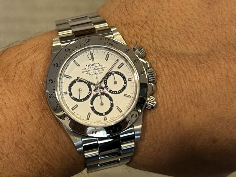 Rolex Daytona Cosmograph Steel with White Dial Zenith Movement model 16520 Box Papers year 1999