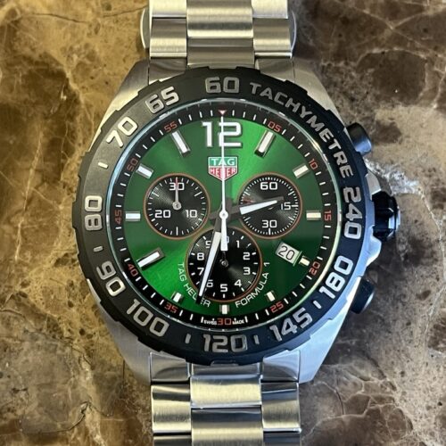 TAG Heuer Formula 1 Chronograph Green Dial 43mm Quartz Box Papers 2024 model CAZ101AP