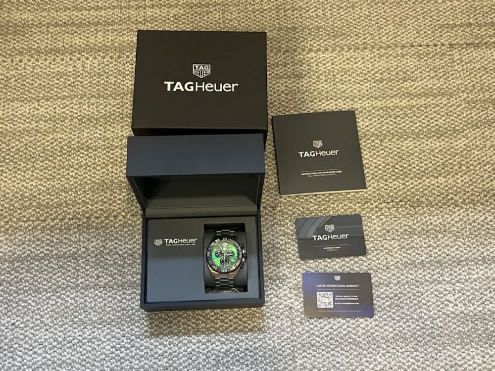 TAG Heuer Formula 1 Chronograph Green Dial 43mm Quartz Box Papers 2024 model CAZ101AP