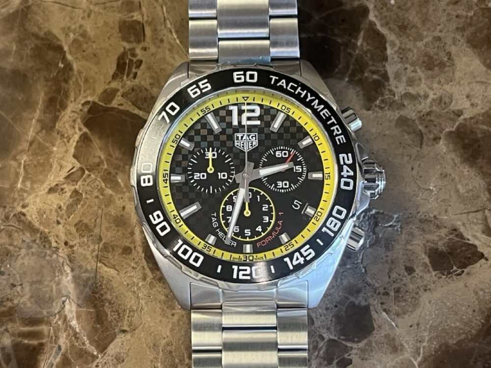 TAG Heuer Formula 1 Chronograph Black Dial Yellow Accents 43mm Quartz Box Papers 2024 model WBD1315