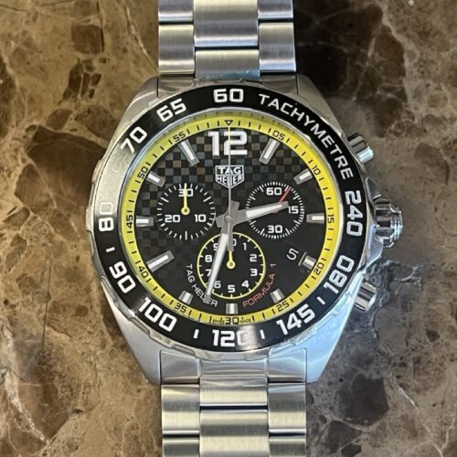 TAG Heuer Formula 1 Chronograph Black Dial Yellow Accents 43mm Quartz Box Papers 2024 model WBD1315