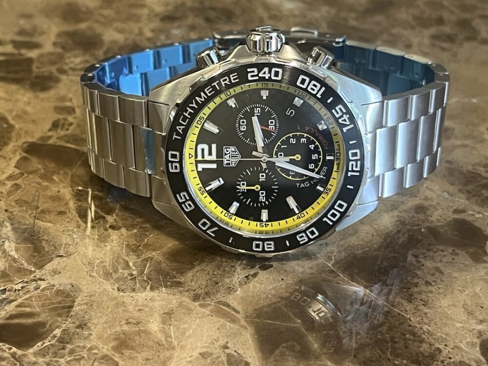 TAG Heuer Formula 1 Chronograph Black Dial Yellow Accents 43mm Quartz Box Papers 2024 model WBD1315