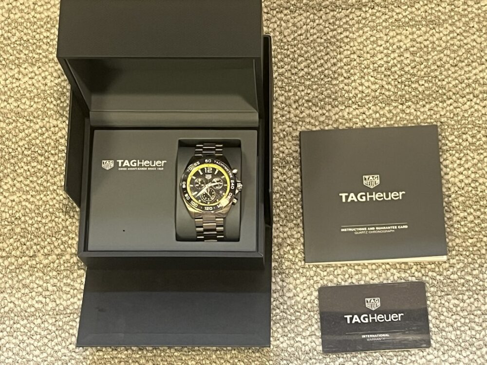 TAG Heuer Formula 1 Chronograph Black Dial Yellow Accents 43mm Quartz Box Papers 2024 model WBD1315