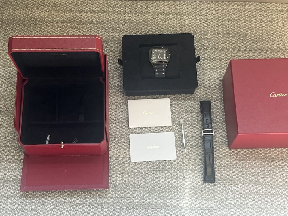 Cartier Santos de Cartier Black Steel ADLC Large Model Automatic box papers WSSA0039