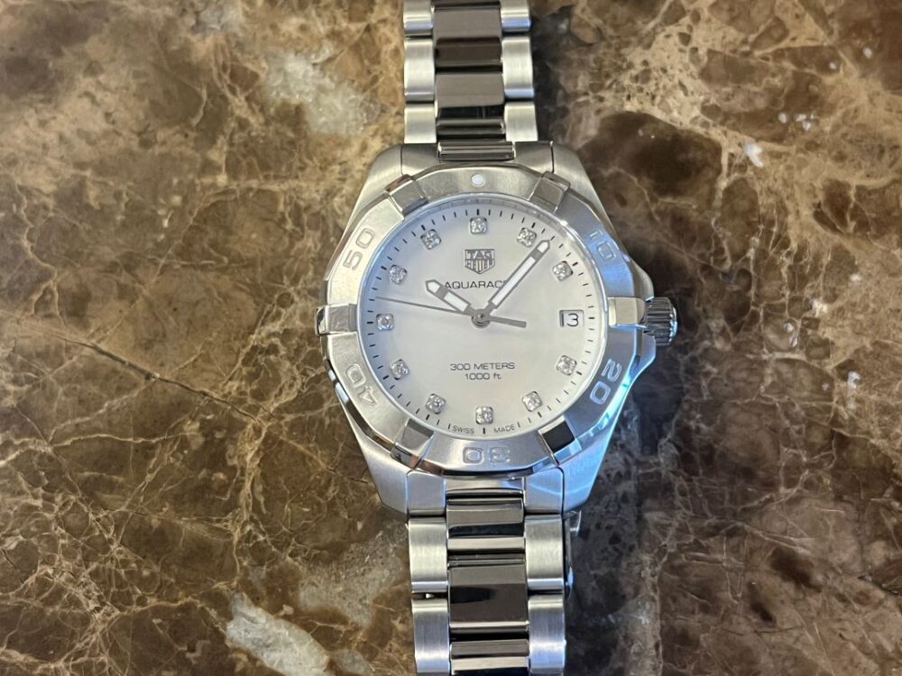 Ladies TAG Heuer Aquaracer Mother of pearl dial diamond hour markers with box and papers WAY1413