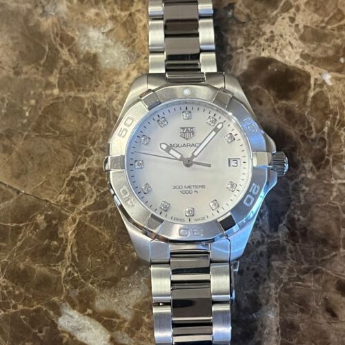 Ladies TAG Heuer Aquaracer Mother of pearl dial diamond hour markers with box and papers WAY1413