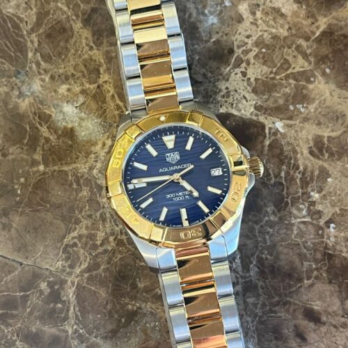 Tag Heuer Aquaracer quartz 32mm mid size two tone steel/gold blue dial with box and papers.