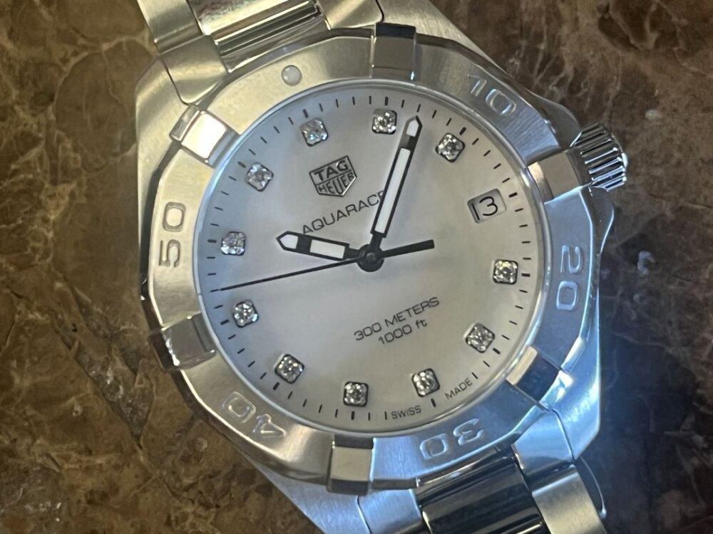 Ladies TAG Heuer Aquaracer Mother of pearl dial diamond hour markers with box and papers WAY1413