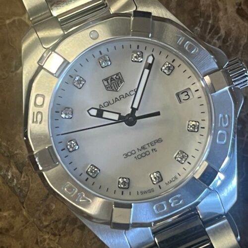 Ladies TAG Heuer Aquaracer Mother of pearl dial diamond hour markers with box and papers WAY1413