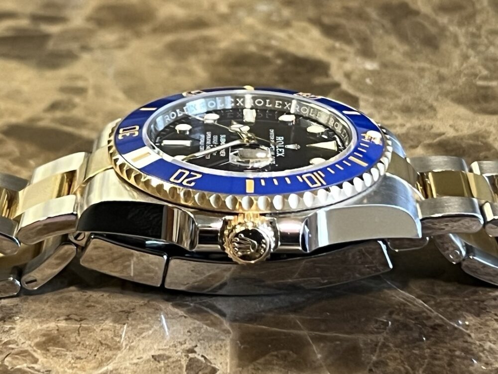 Rolex Submariner 18k Gold / Steel 41mm Automatic with Blue Dial Blue Bezel 126613LB Box Papers MINT