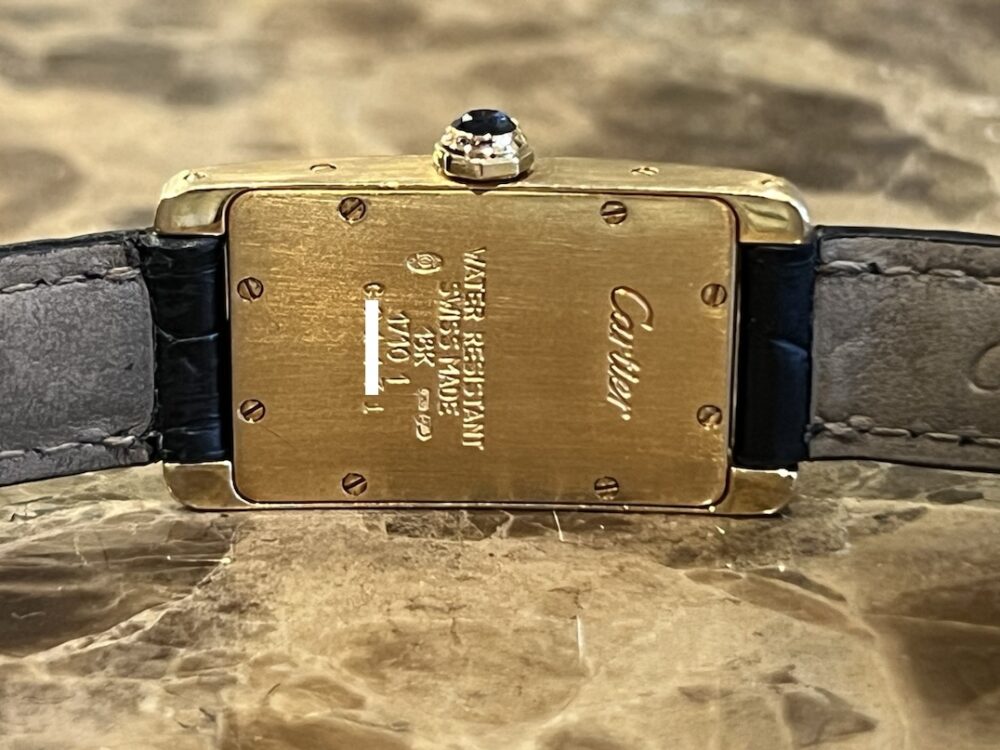 CARTIER TANK AMERICAN solid 18k Yellow Gold 19mm x 34.5mm Quartz model 1710 with service pouch