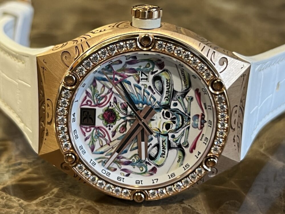 Franck Dubarry Fileteado GMT Men's Watch 43mm Automatic Solid 18k Rose Gold and Diamonds Model REV-05-04 Box Papers