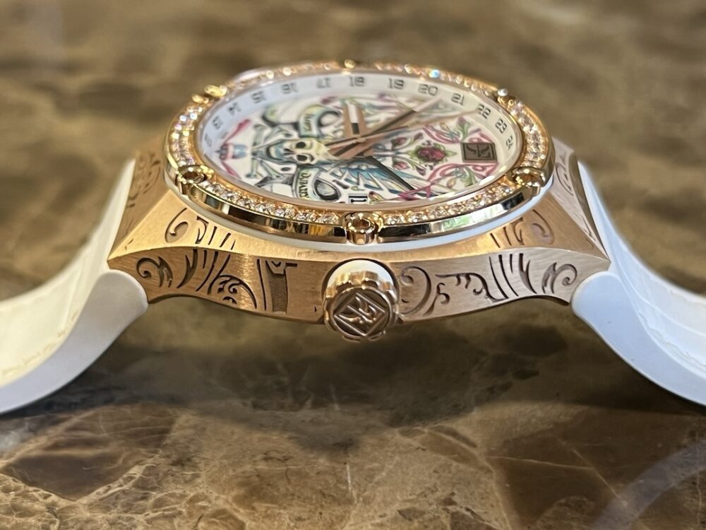 Franck Dubarry Fileteado GMT Men's Watch 43mm Automatic Solid 18k Rose Gold and Diamonds Model REV-05-04 Box Papers