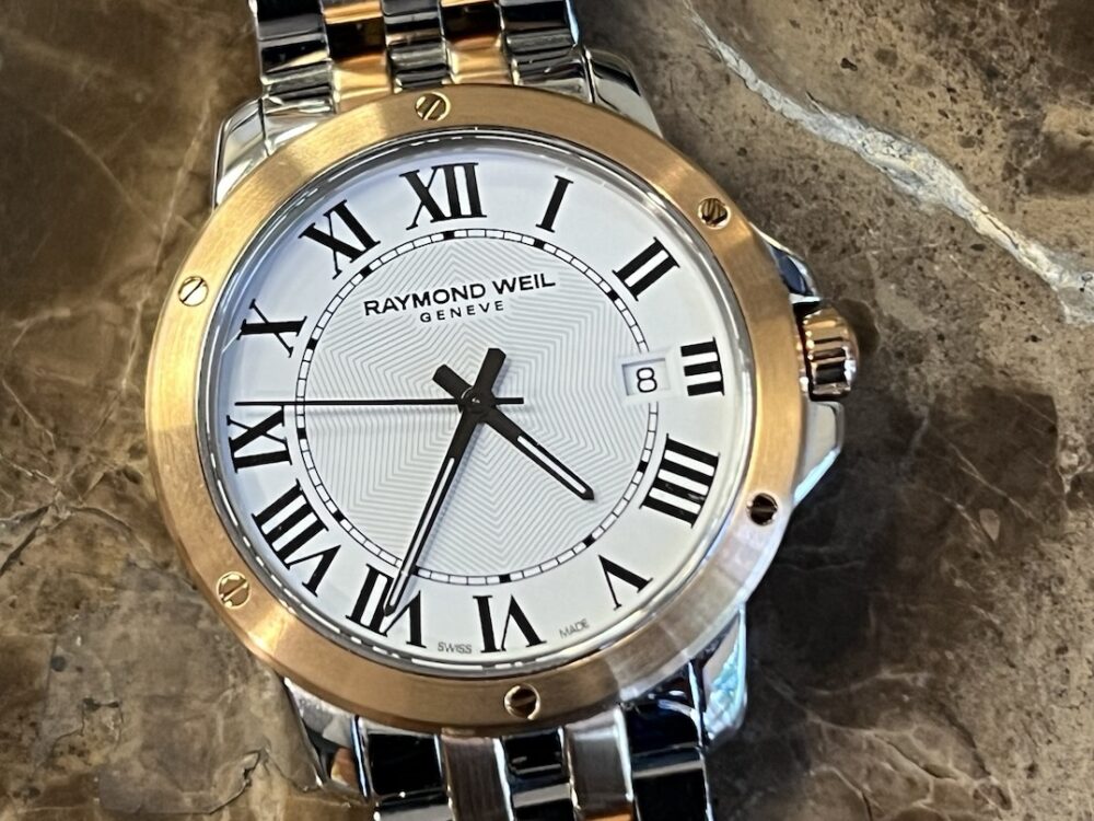 Raymond Weil Tango Rose Gold PVD and Steel 39mm Quartz White decorative dial with Box 5591