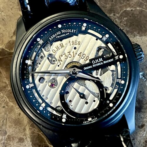 Armand Nicolet L14 Skeleton Tactical PVD 42mm Manual Wind Box Papers A750ANN-NR-P713NR2 SWISS MADE