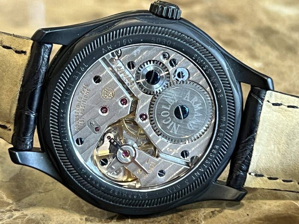 Armand Nicolet L14 Skeleton Tactical PVD 42mm Manual Wind Box Papers A750ANN-NR-P713NR2 SWISS MADE