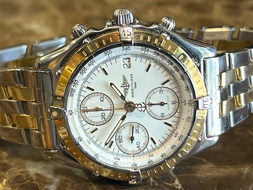 Breitling Chronomat 18k Yellow Gold / Steel 40.5mm Automatic Gold Bezel with Two Tone Pilot Bracelet D13048