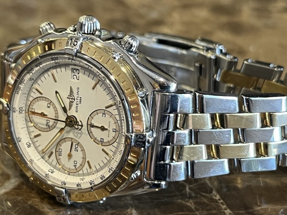 Breitling Chronomat 18k Yellow Gold / Steel 40.5mm Automatic Gold Bezel with Two Tone Pilot Bracelet D13048